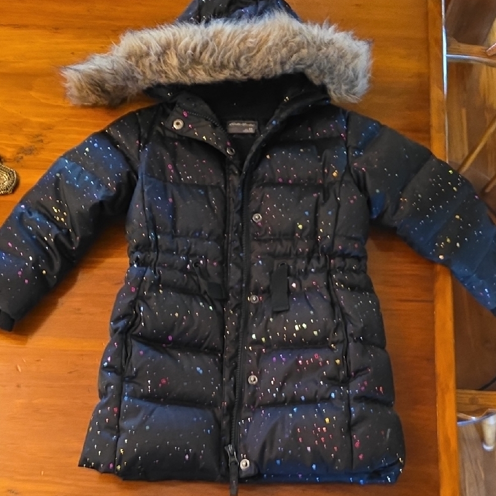 Eddie Bauer Black Jacket with Colorful Speckles